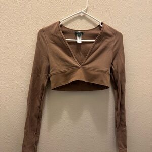 Wild Fable Tan Long Sleeve Crop Top